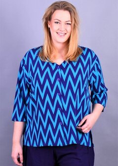 Blouse Denver blauw zigzag