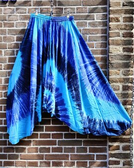 Harembroek NC viscose tie dye blauw