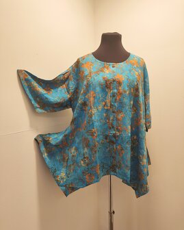 Blouse wizard batik blauw oranje