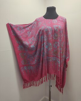 Poncho blouse batik roze-l.blauw