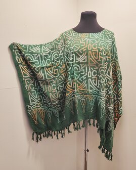 Poncho blouse batik groen-tekens