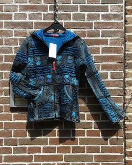 Vest patchwork ongevoerd blauw