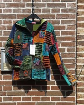 Vest patchwork ongevoerd multi 1