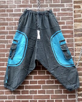 Harembroek zakken stonewash turquoise