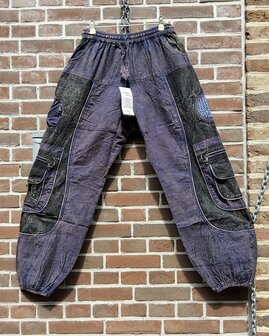 Broek katoen stonewash paars blauw