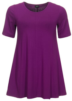 A-lijn shirt korte mouw donker fuchsia