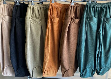 Broek Sindy +10 rib camel