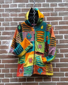 Vest patchwork gevoerd geel groen