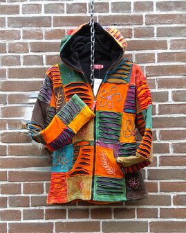 Vest patchwork gevoerd oranje