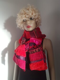 Warme sjaal - roze rood roestbruin - Liz