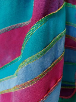 Sjaal viscose fuchsia, blauw, zeegroen - Liz