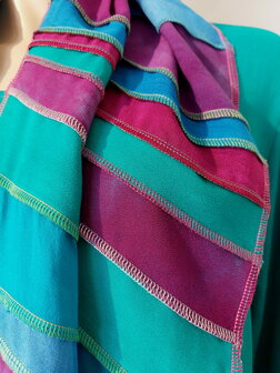 Sjaal viscose fuchsia, blauw, zeegroen - Liz