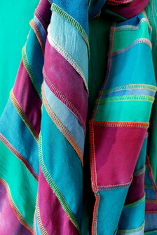 Sjaal viscose fuchsia, blauw, zeegroen - Liz