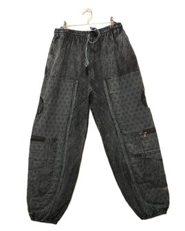 Broek katoen stonewash bloem antraciet