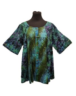 Blouse Moza batik patch paars groen