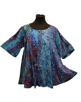 Blouse Moza batik patch blauw