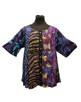 Blouse Moza batik patch multi paars