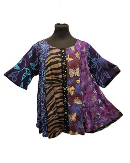 Blouse Moza batik patch multi paars