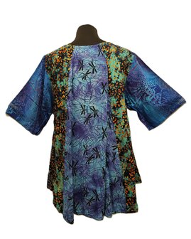 Blouse Moza batik patch multi blauw