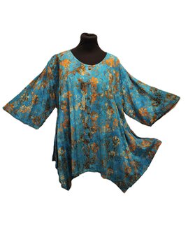 Blouse wizard batik blauw oranje