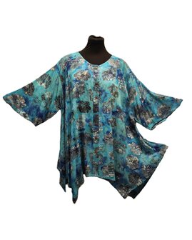 Blouse wizard batik blauw grijs