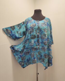 Blouse wizard batik blauw grijs