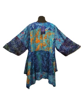 Blouse wizard batik patch multi blauw