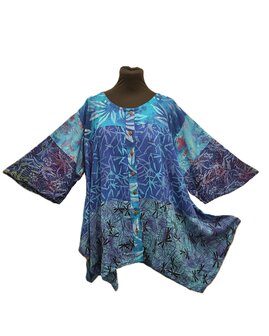 Blouse wizard batik patch multi blauw