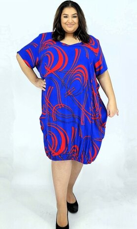 Jurk Ideal blauw rood