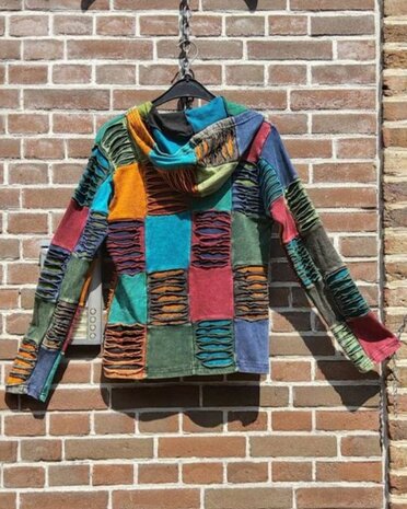 Vest patchwork ongevoerd multi 1