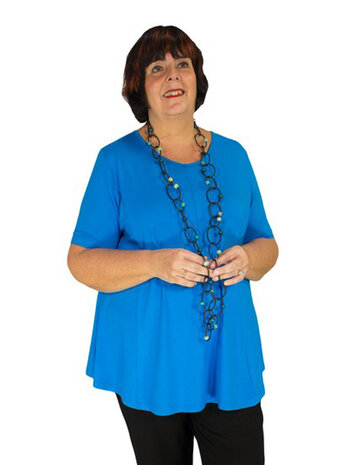 A-lijn shirt korte mouw turquoise blauw