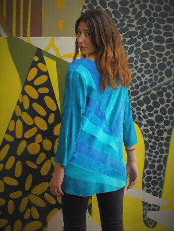 Blauwe blouse lijnen - Liz