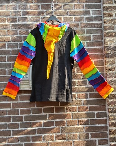 Vest regenboog zwart ongevoerd