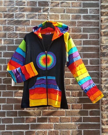 Vest regenboog zwart ongevoerd