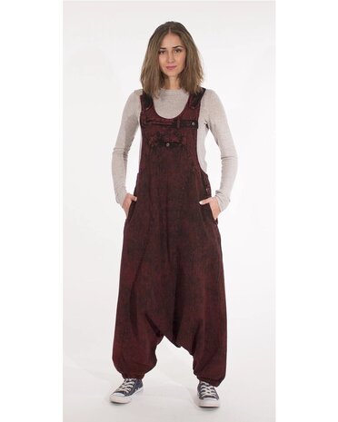 Haremtuinbroek Coline katoen stonewash bordeaux