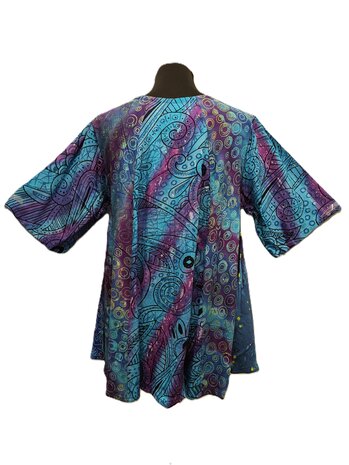 Blouse Moza batik patch blauw