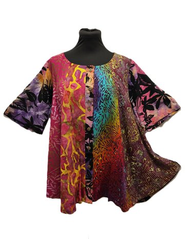 Blouse Moza batik patch multi regenboog