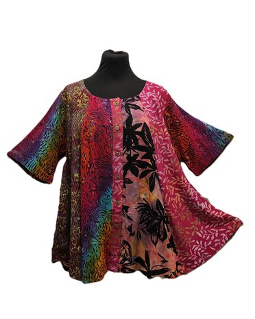 Blouse Moza batik patch multi regenboog 2