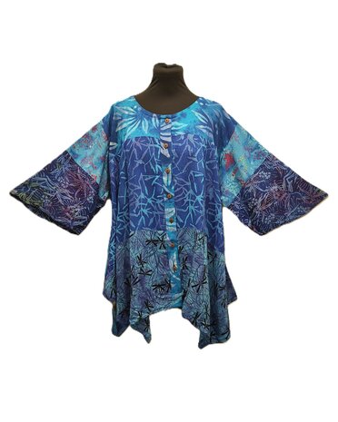 Blouse wizard batik patch multi blauw