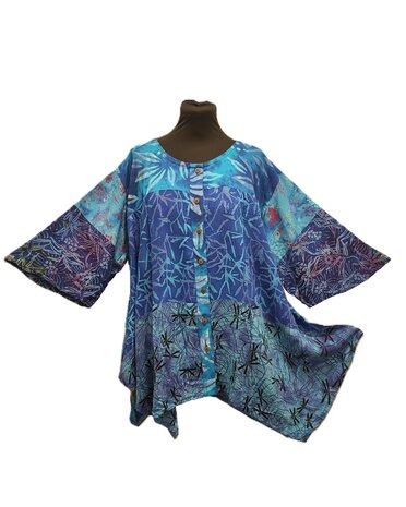 Blouse wizard batik patch multi blauw